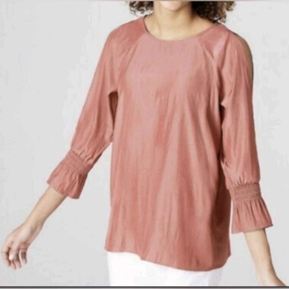 J. Jill Women’s Small Mauve Pink Cold Shoulder Long Sleeve Top Tunic Blouse S